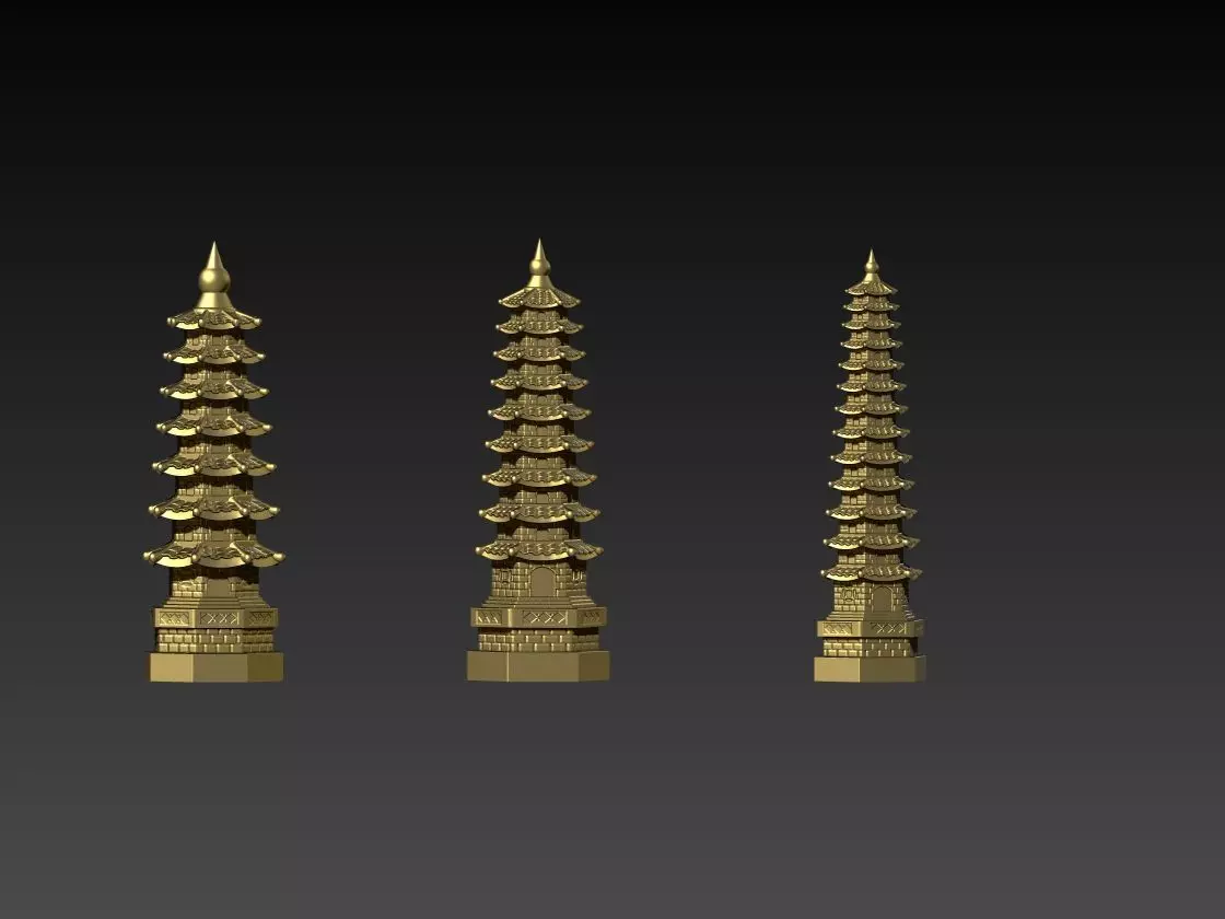 Set Wen Chang Pagoda 3D Model Collection_0