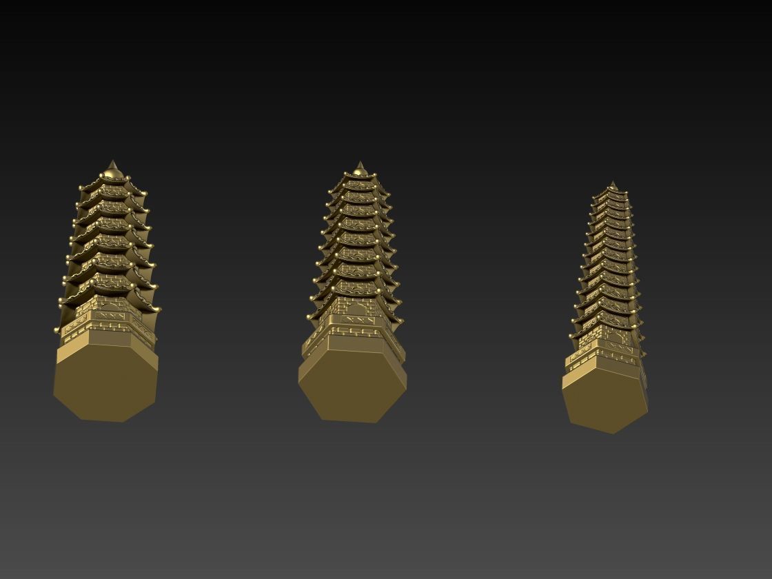 Set Wen Chang Pagoda 3D Model Collection_1