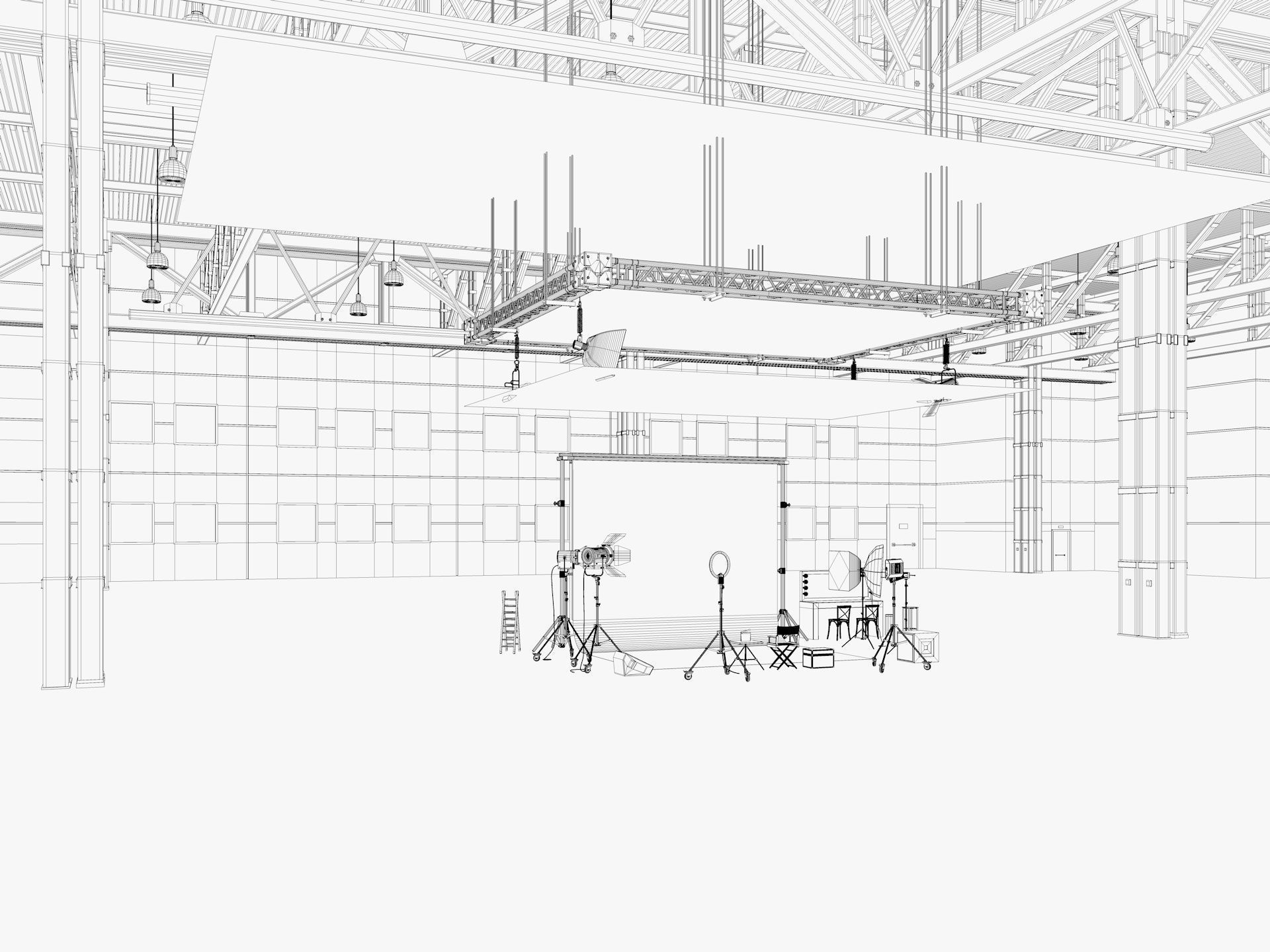 Warehouse Photo Studio 3D model_10