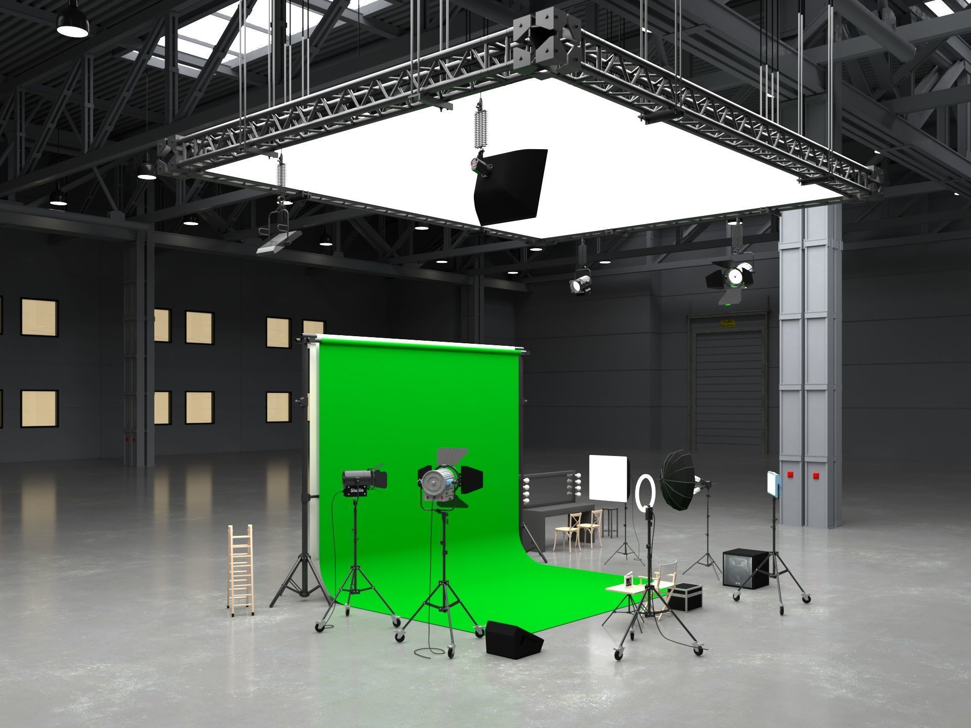 Warehouse Photo Studio 3D model_4
