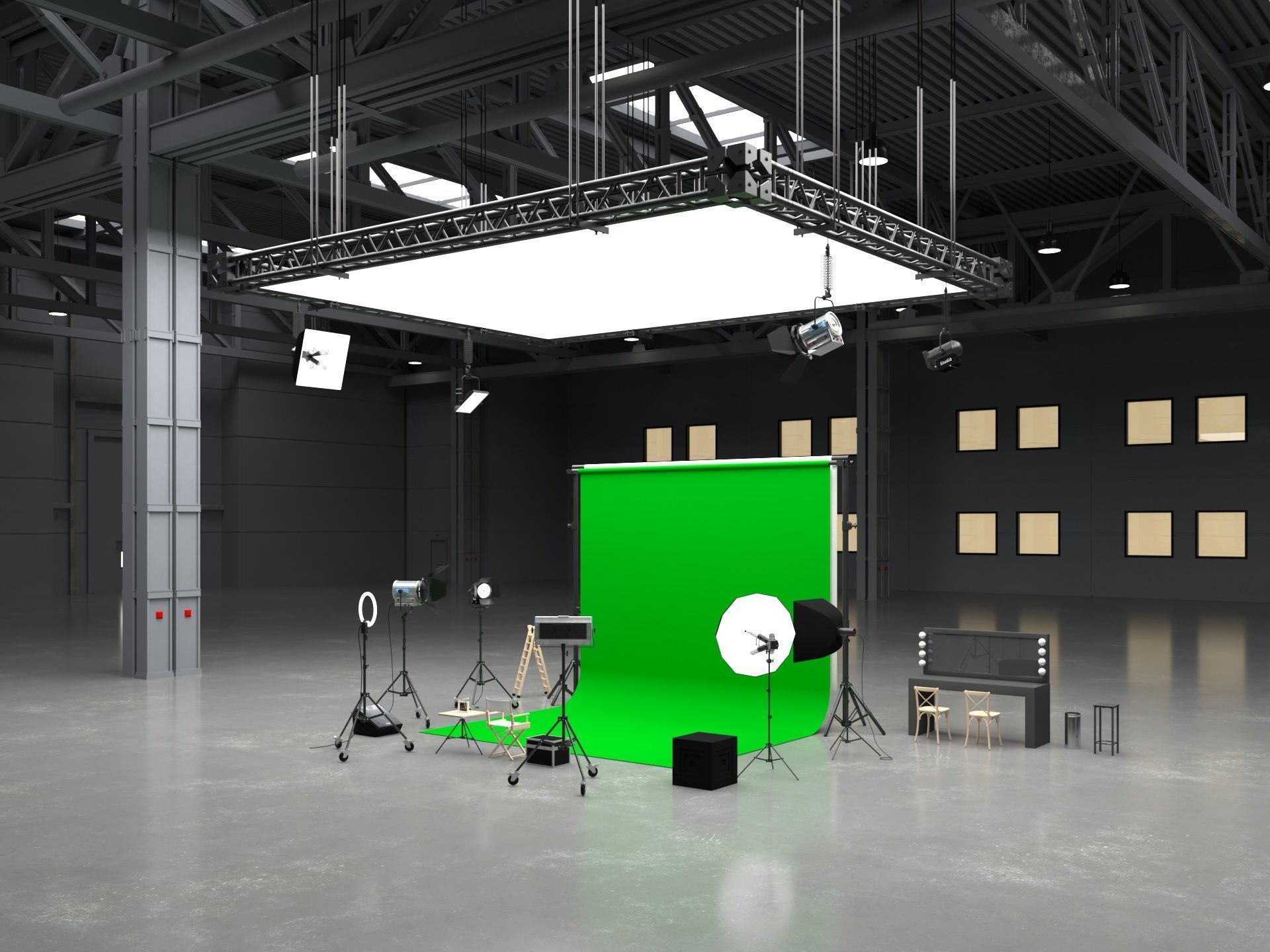 Warehouse Photo Studio 3D model_3