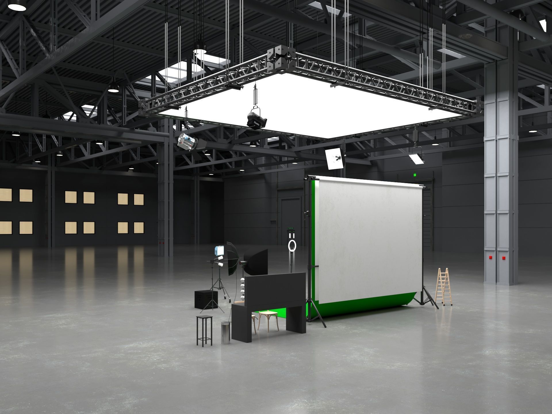 Warehouse Photo Studio 3D model_6