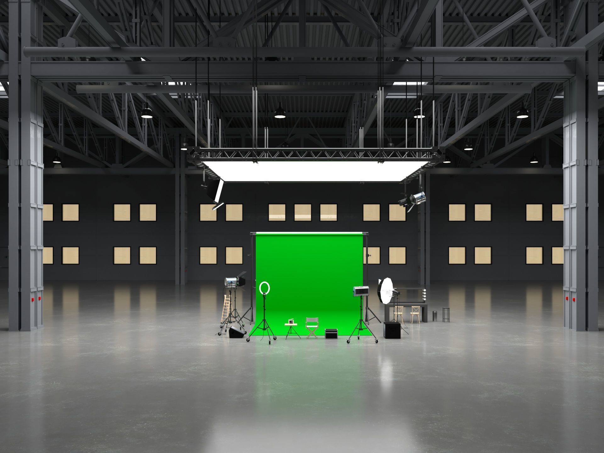 Warehouse Photo Studio 3D model_2