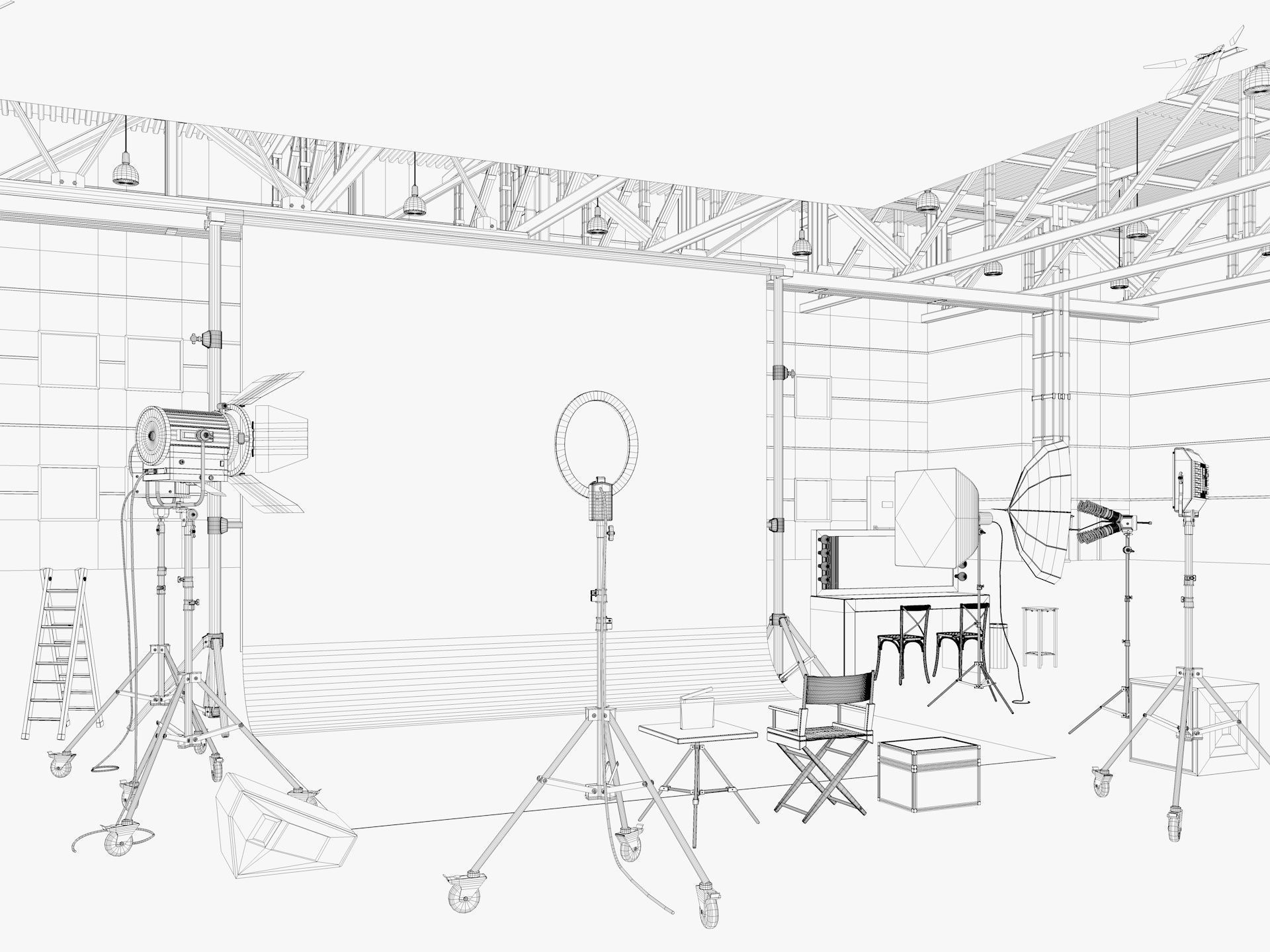 Warehouse Photo Studio 3D model_11