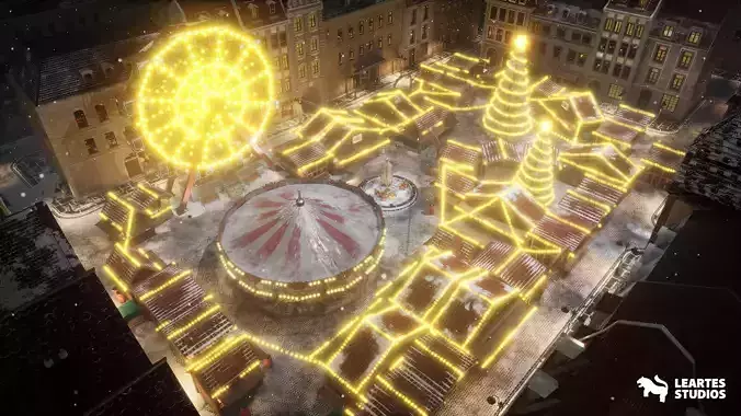 Christmas Market Environment Low-poly 3D model