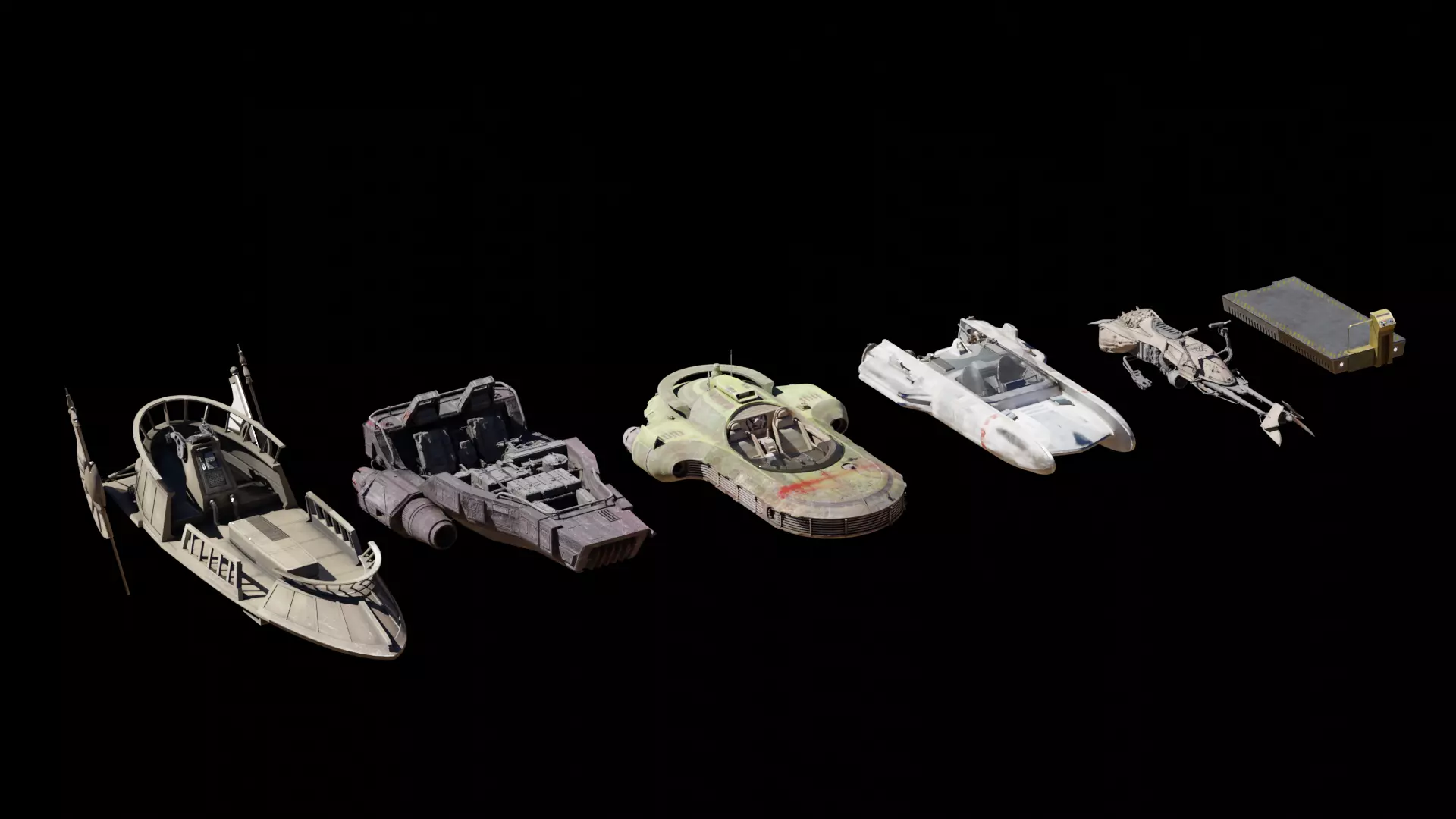 Star Wars Various Vehicles PACK Low-poly 3D model_0