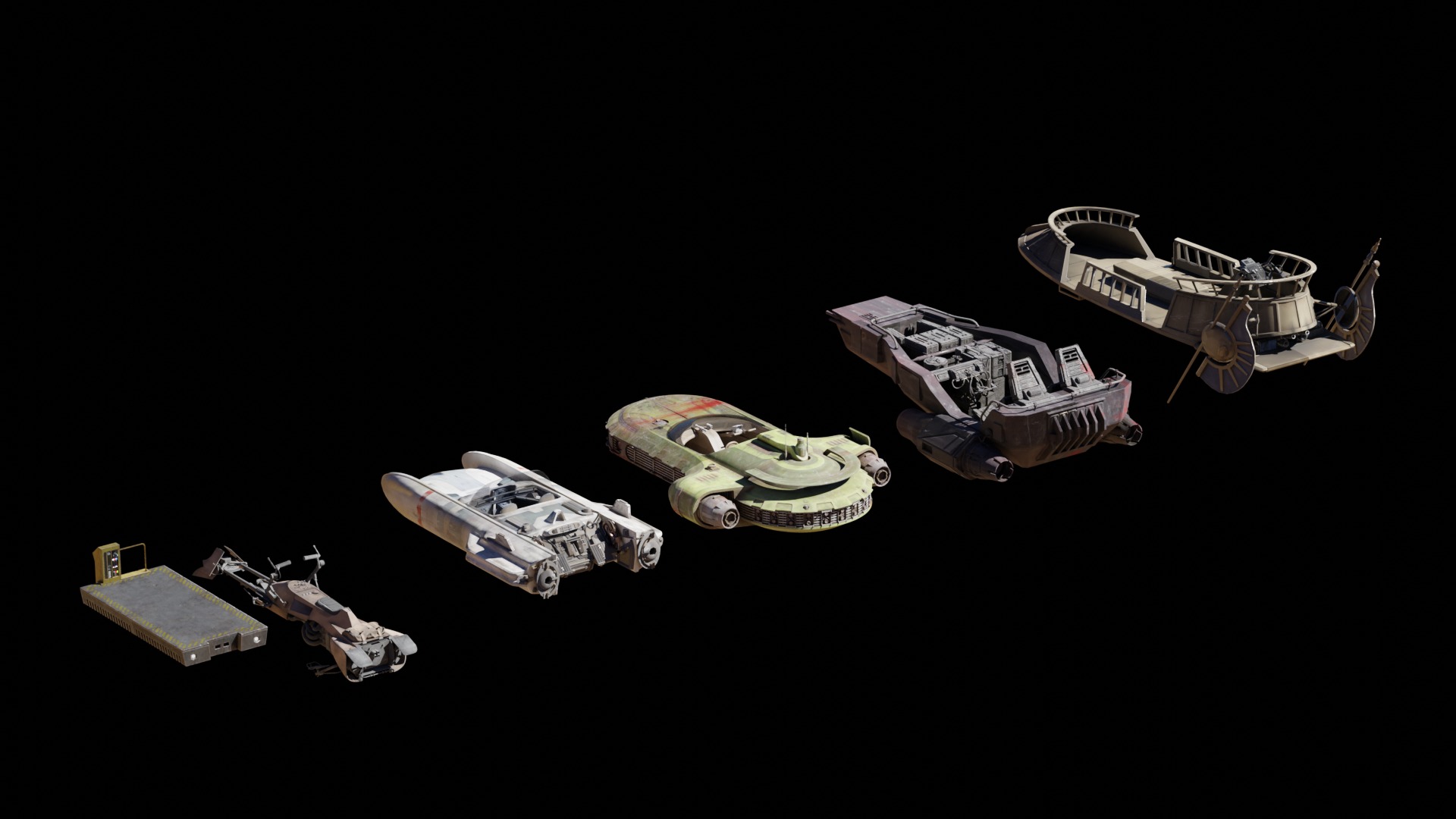 Star Wars Various Vehicles PACK Low-poly 3D model_7