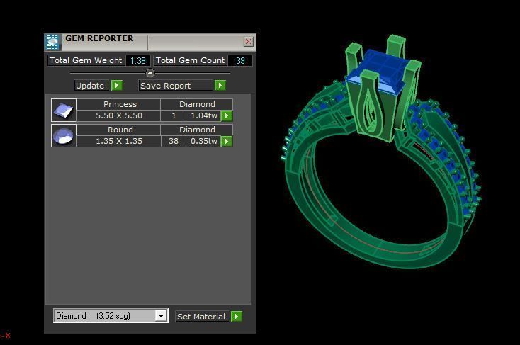 Princess and round daimond ring  3D print model_23