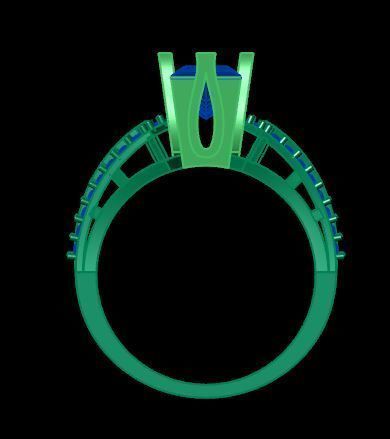 Princess and round daimond ring  3D print model_17