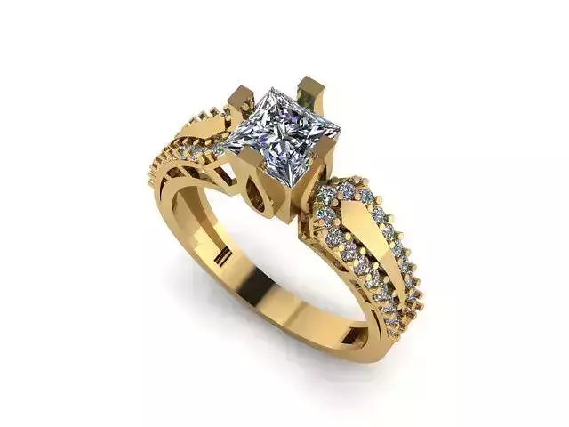 Princess and round daimond ring 