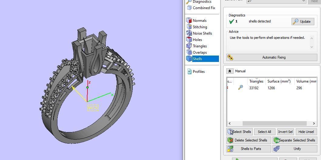 Princess and round daimond ring  3D print model_24