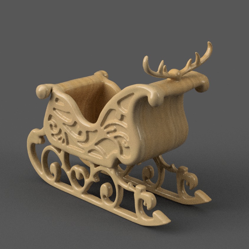 Santa Sleigh Christmas Decorations planter - vase - garden 14 3D print model_2