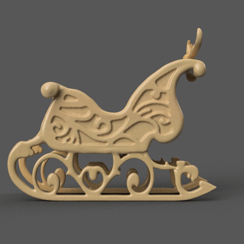 Santa Sleigh Christmas Decorations planter - vase - garden 14 3D print model_1