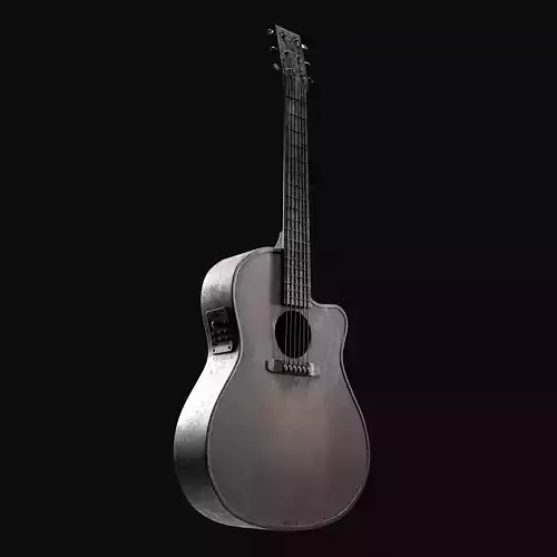 Old acoustic guitar Low-poly 3D model