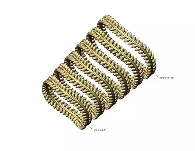 Bay leaves thin wire stacker ring US sizes 6to11 3D print model