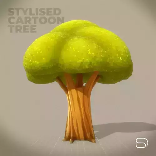 Stylized Cartoon Tree Free low-poly 3D model