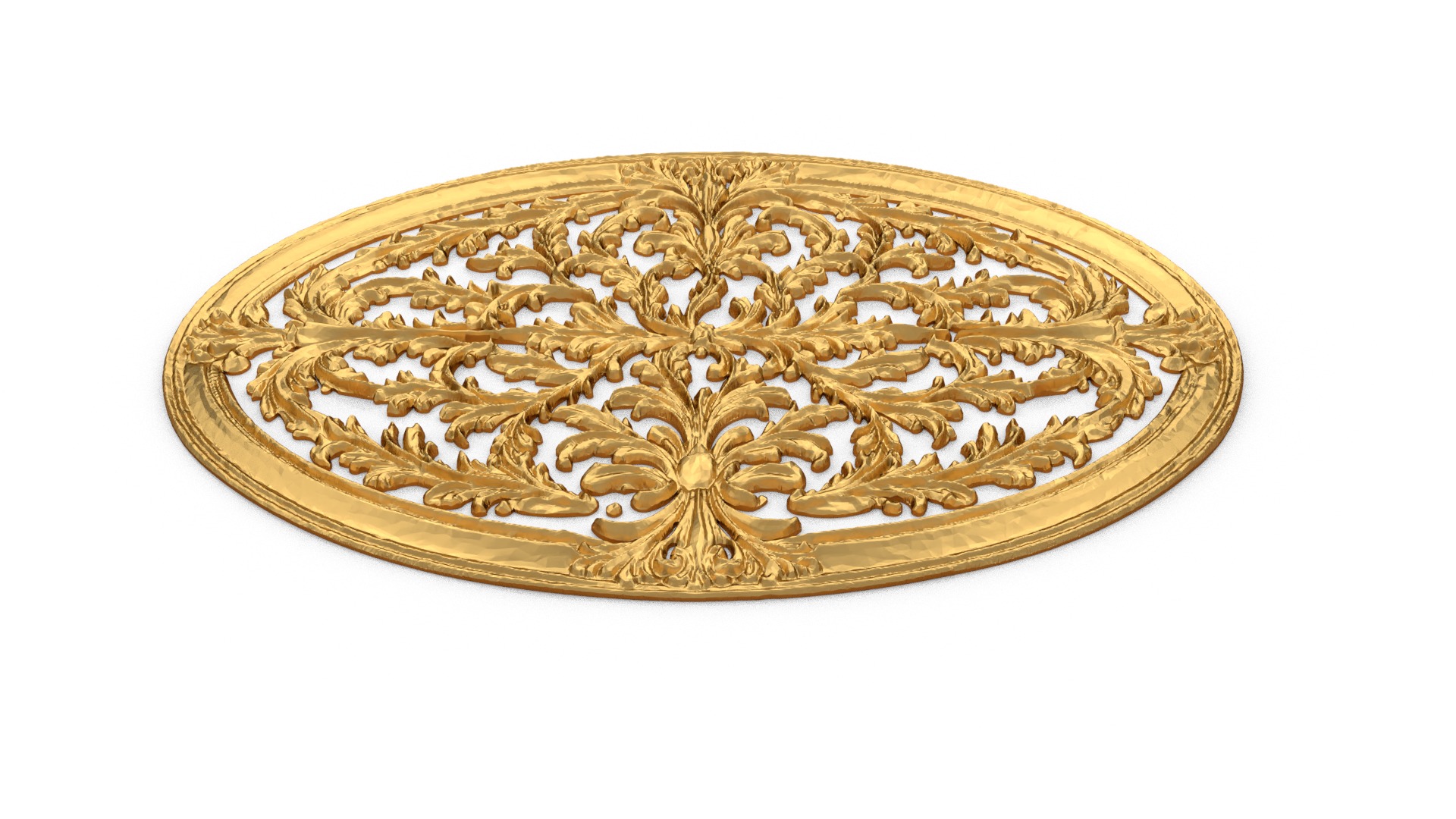 Classic oval carved decor ornament 17 3D print model_4