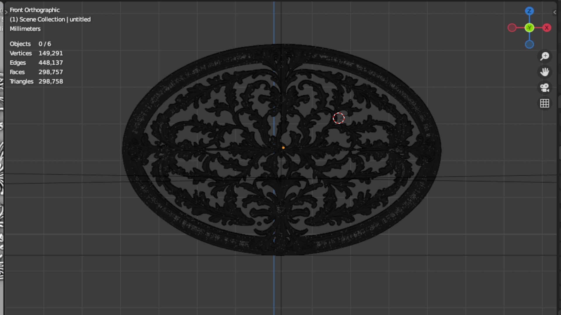 Classic oval carved decor ornament 17 3D print model_5