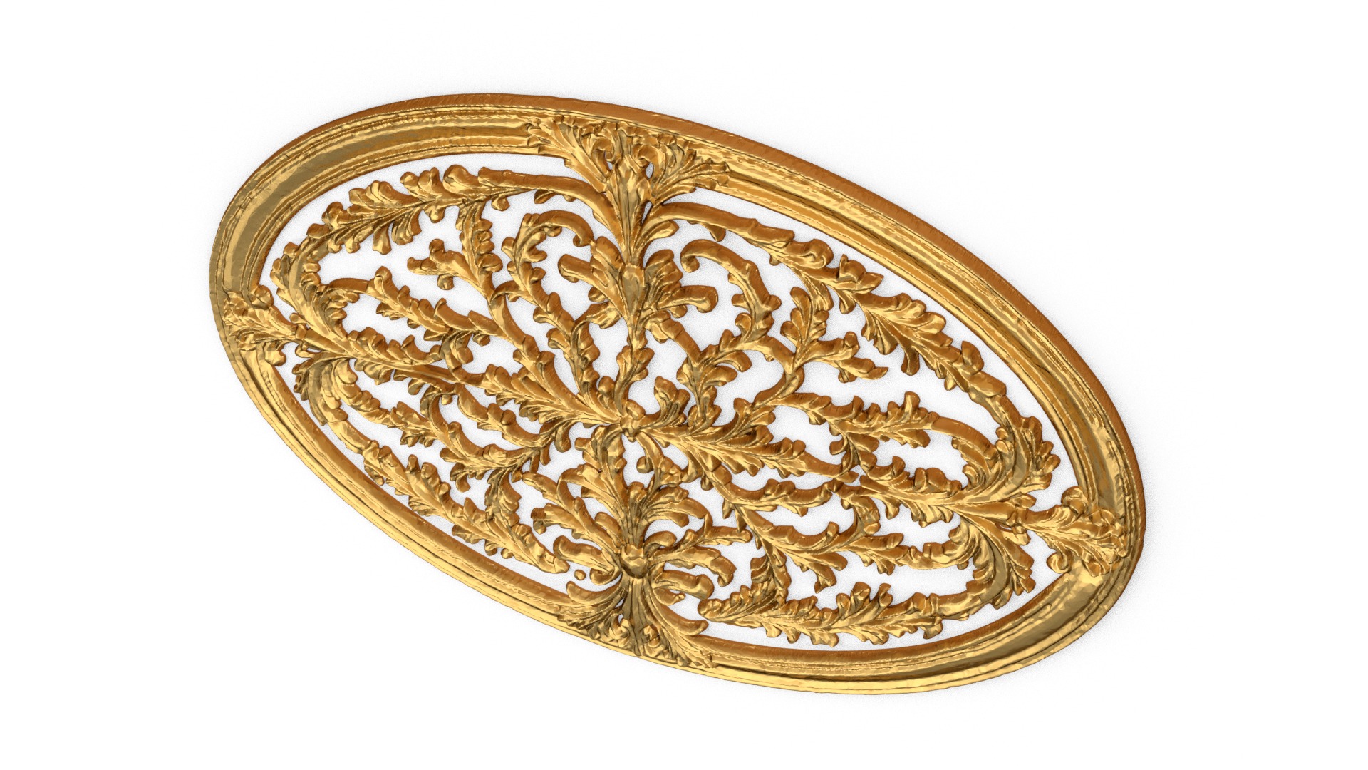 Classic oval carved decor ornament 17 3D print model_3