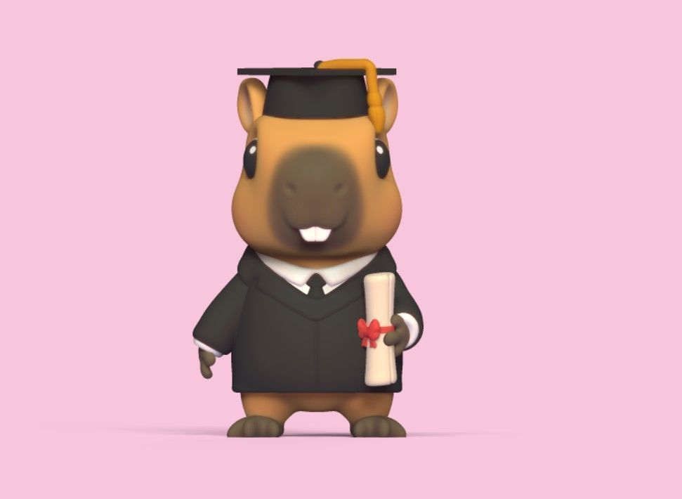 Graduate Capybara 3D print model_1