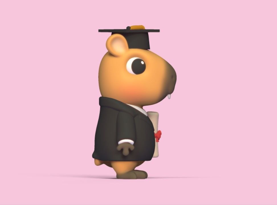 Graduate Capybara 3D print model_3