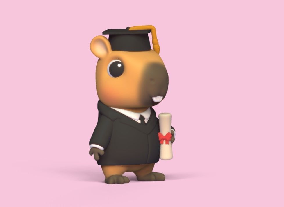 Graduate Capybara 3D print model_2