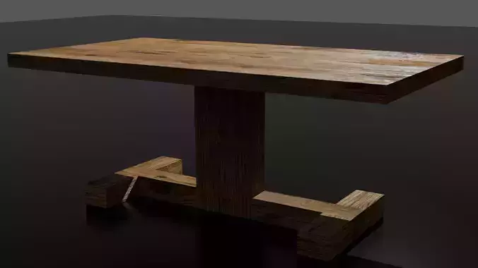 Rustic wooden table low poly