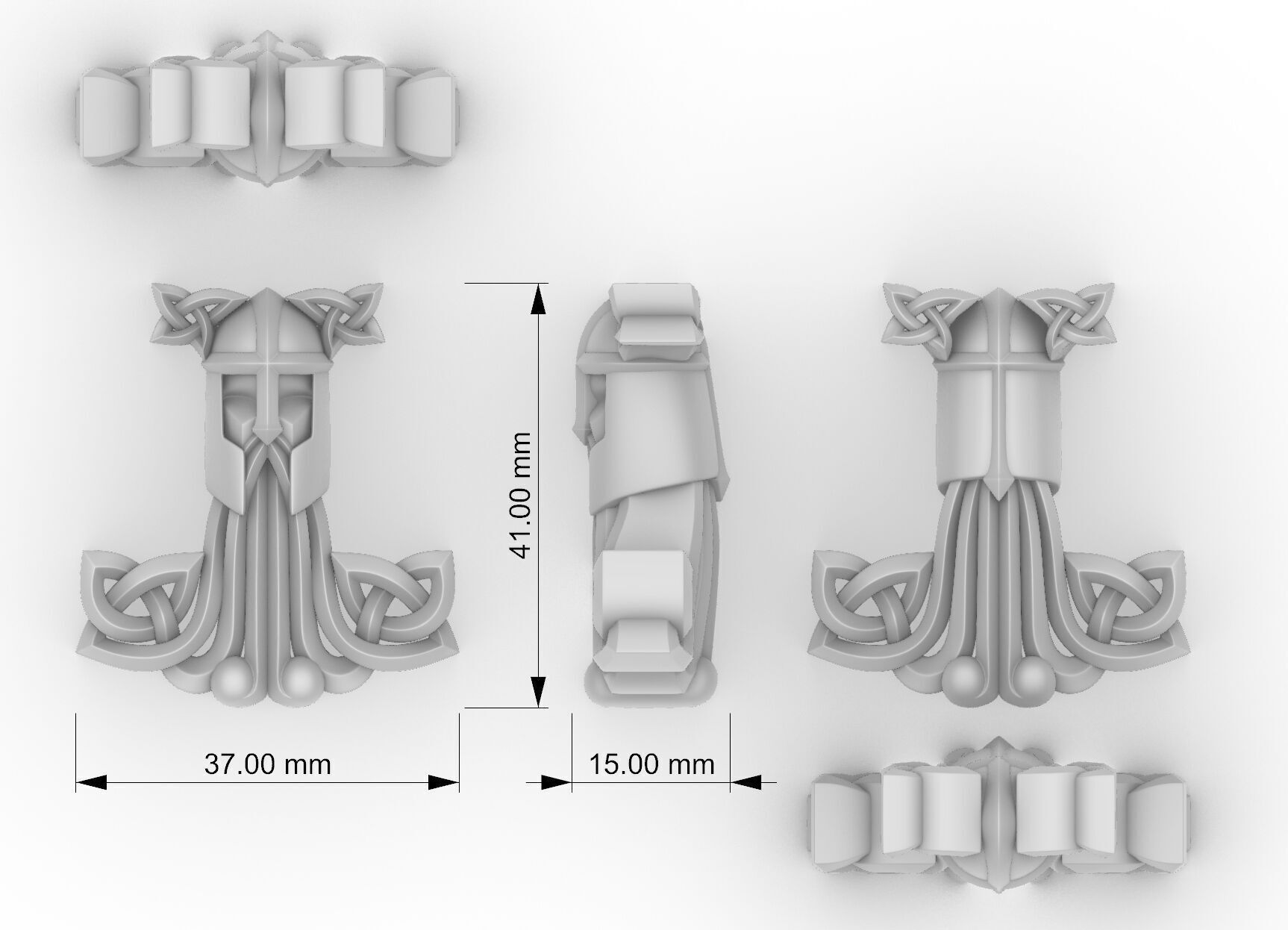 Call of Valhalla Mjolnir pendant - STL 3D model for 3d printing 3D print model_5