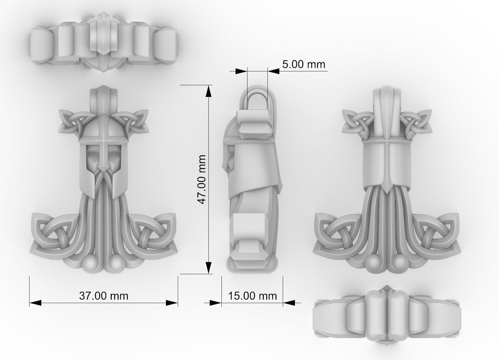 Call of Valhalla Mjolnir pendant - STL 3D model for 3d printing 3D print model_4