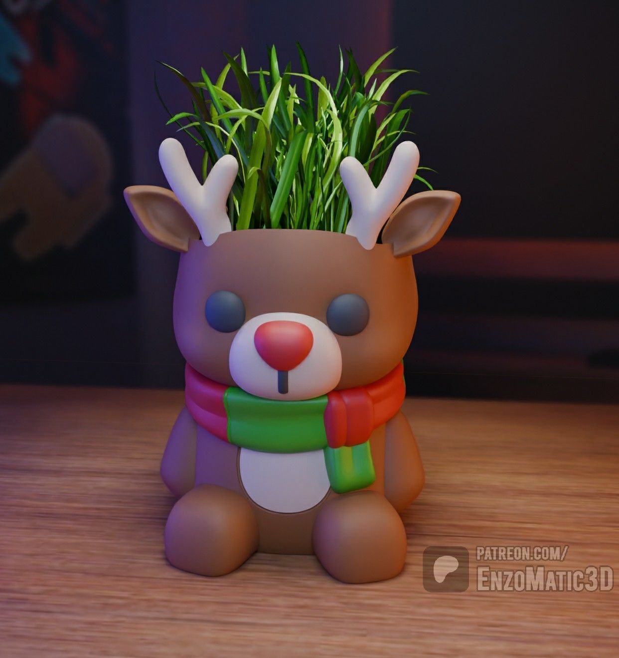 Baby Moose Reindeer Christmas Pot pencil holder STL 3MF 3D print model_2