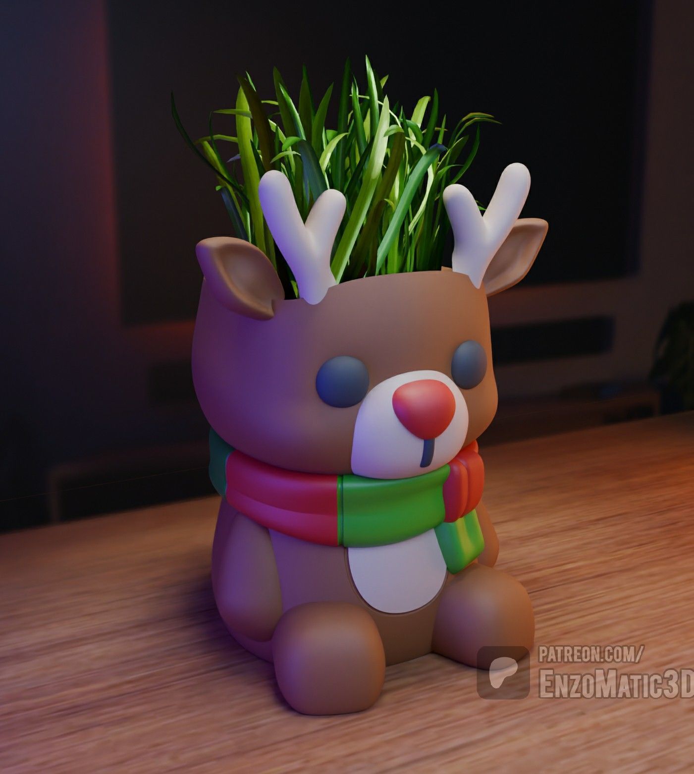Baby Moose Reindeer Christmas Pot pencil holder STL 3MF 3D print model_1