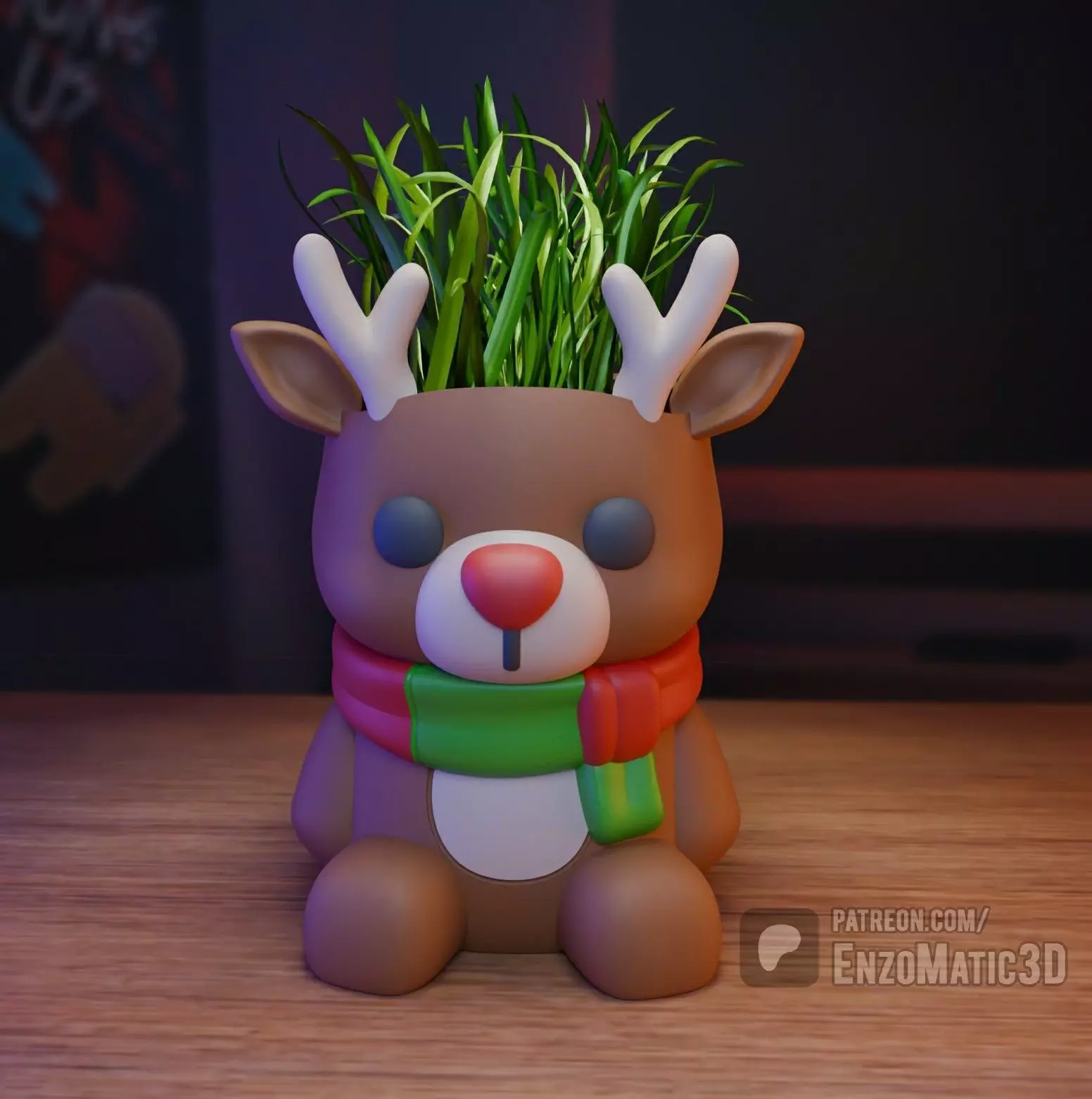 Baby Moose Reindeer Christmas Pot pencil holder STL 3MF 3D print model_0