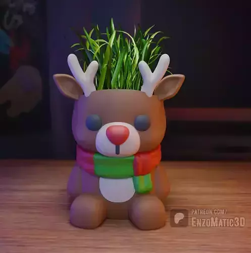 Baby Moose Reindeer Christmas Pot pencil holder STL 3MF 3D print model