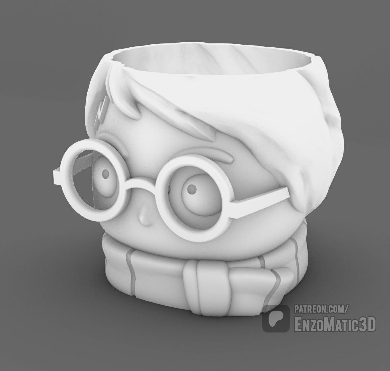 wizard boy flower pot pencil holder STL 3MF 3D print model_3