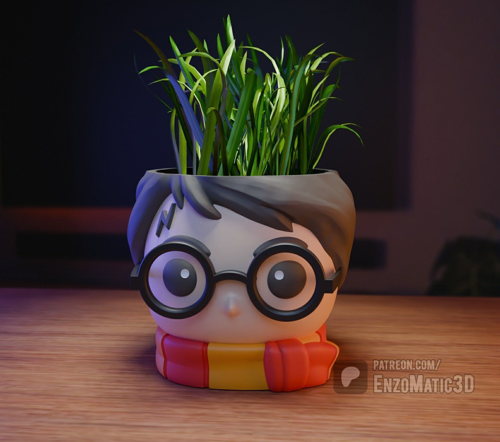 wizard boy flower pot pencil holder STL 3MF 3D print model_1