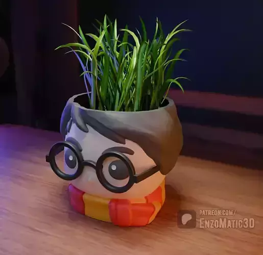 wizard boy flower pot pencil holder STL 3MF