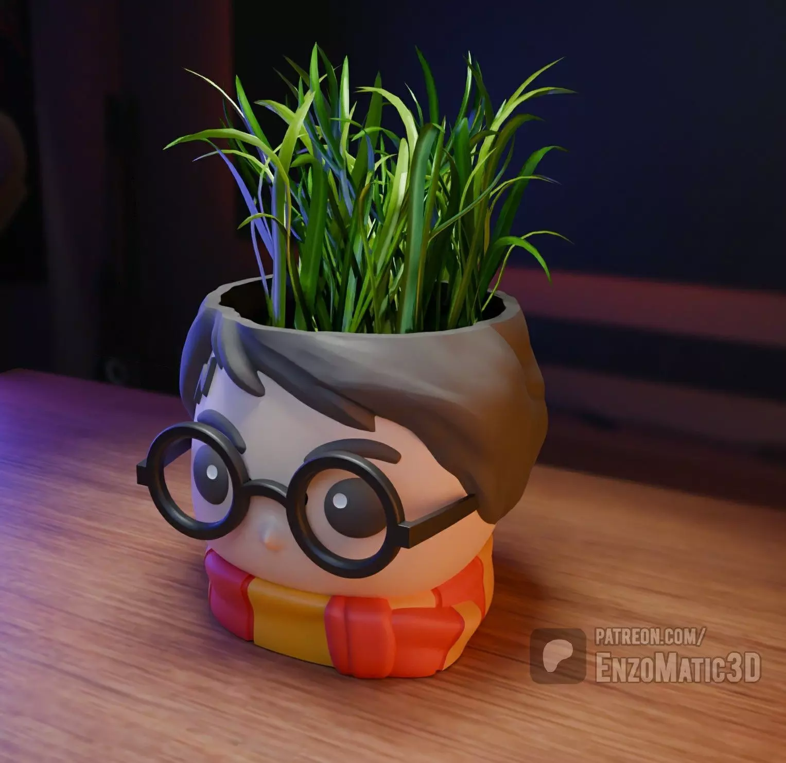 wizard boy flower pot pencil holder STL 3MF 3D print model_0