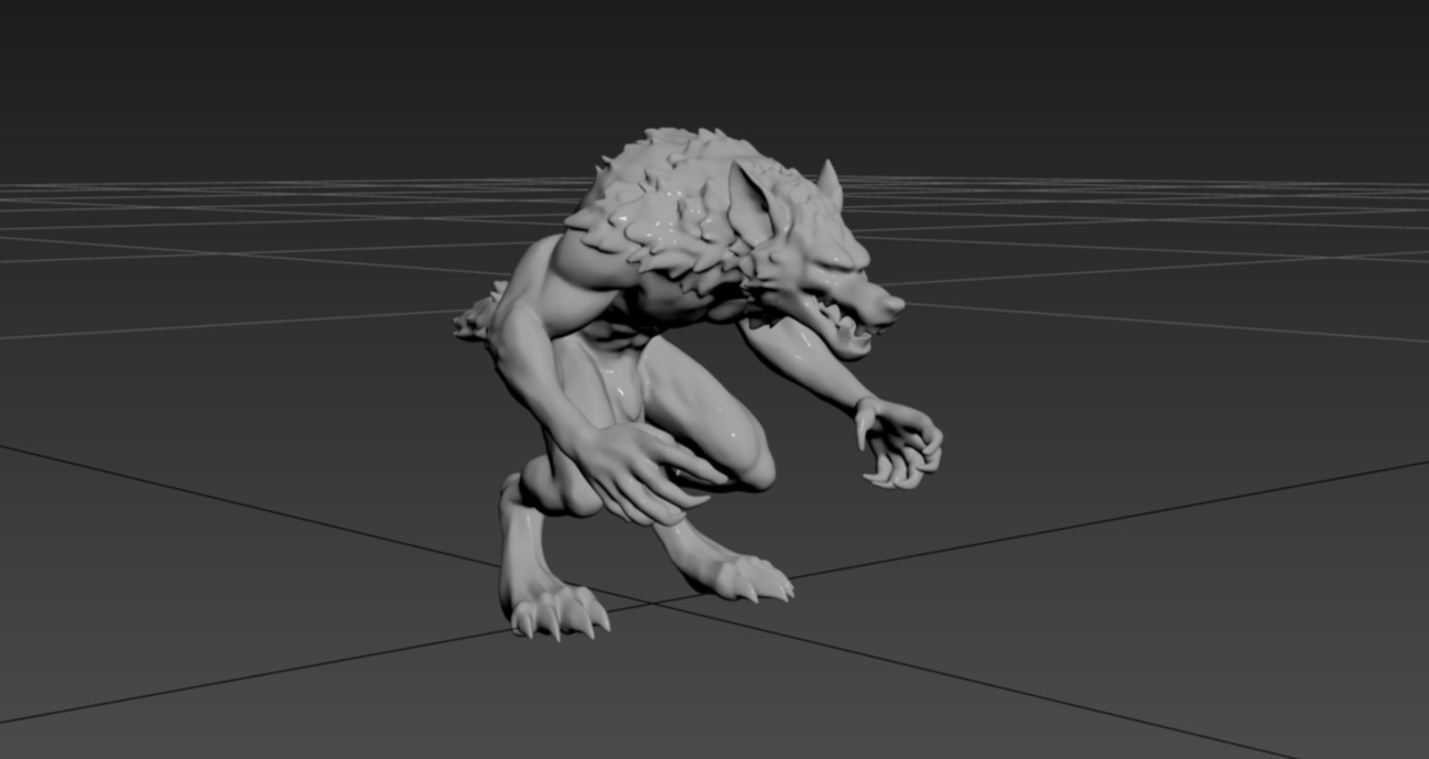 Werewolf Statue-2 3D print model_4