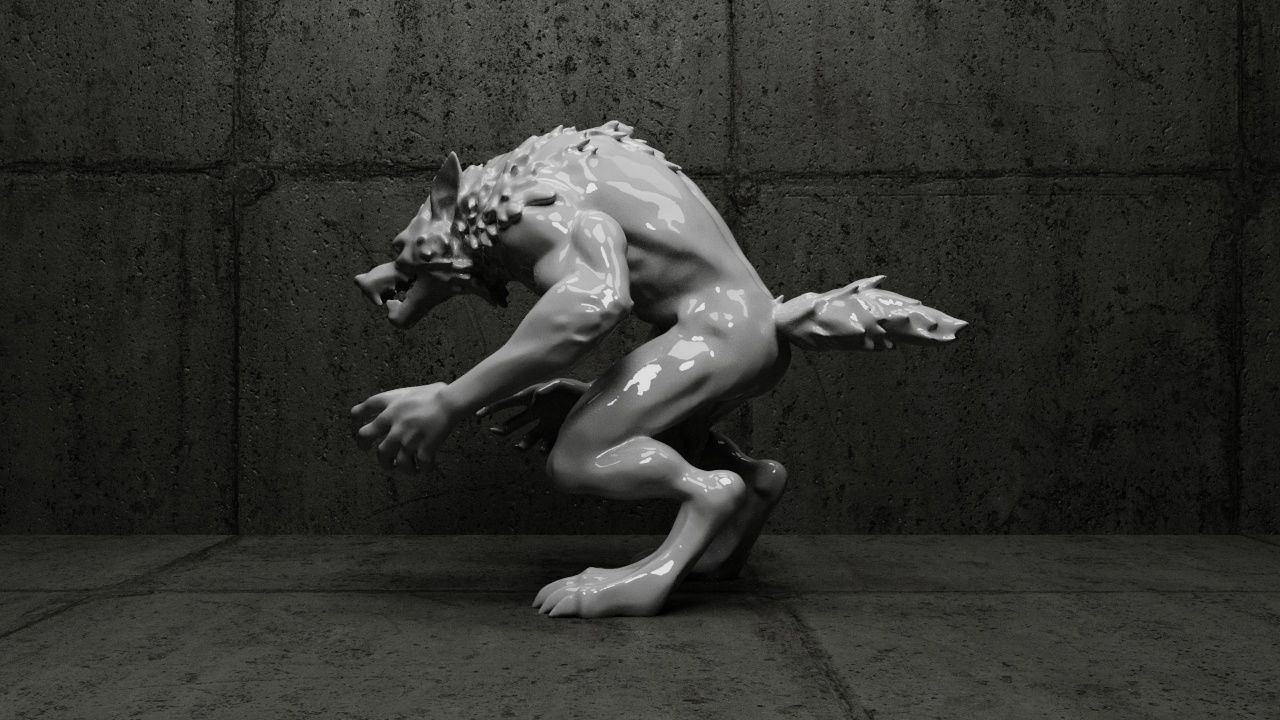 Werewolf Statue-2 3D print model_3