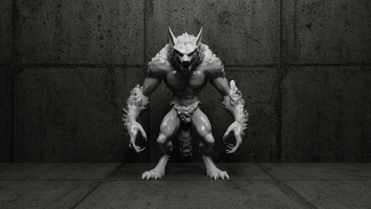 Werewolf Statue-3 3D print model_1
