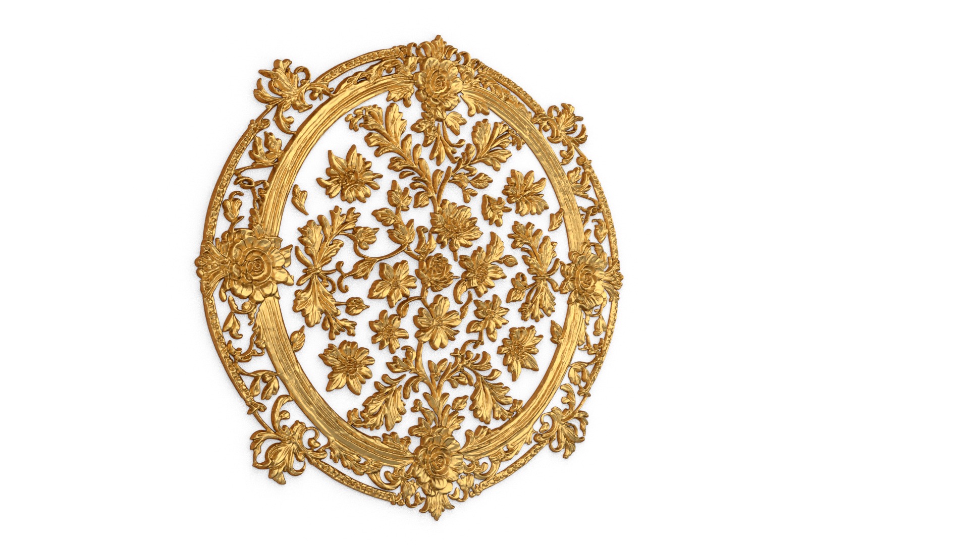 Classic oval carved decor ornament 18 3D print model_2