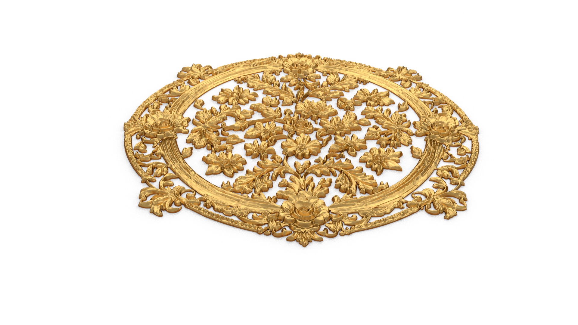 Classic oval carved decor ornament 18 3D print model_4