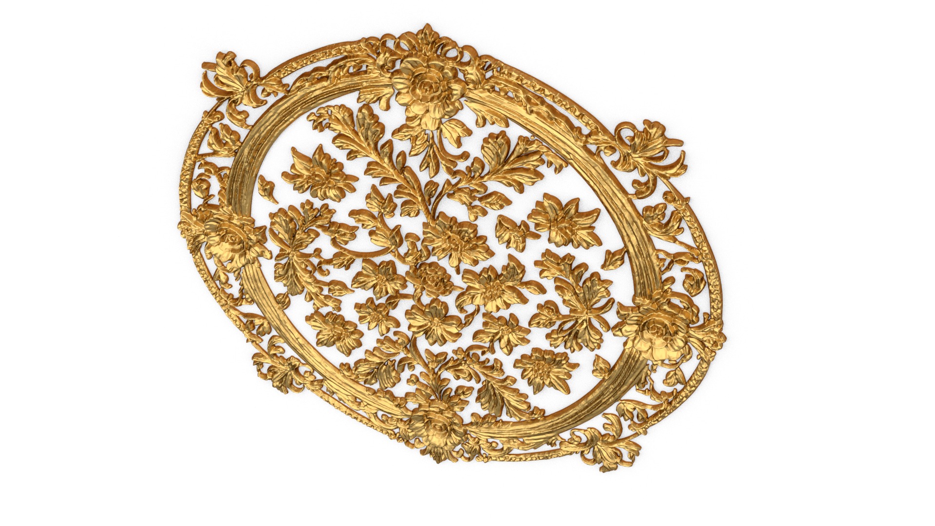 Classic oval carved decor ornament 18 3D print model_3