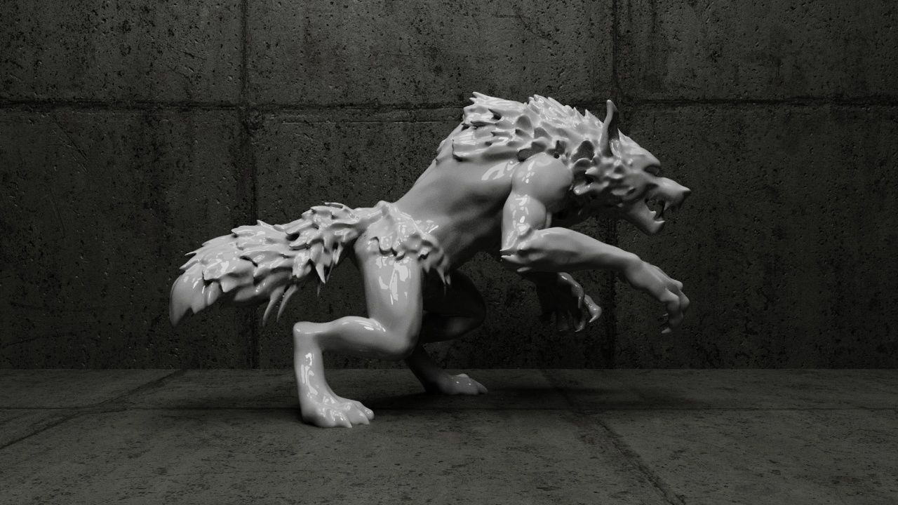 Werewolf Statue-4 3D print model_3