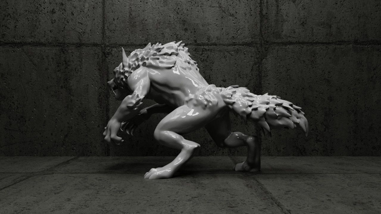 Werewolf Statue-4 3D print model_2