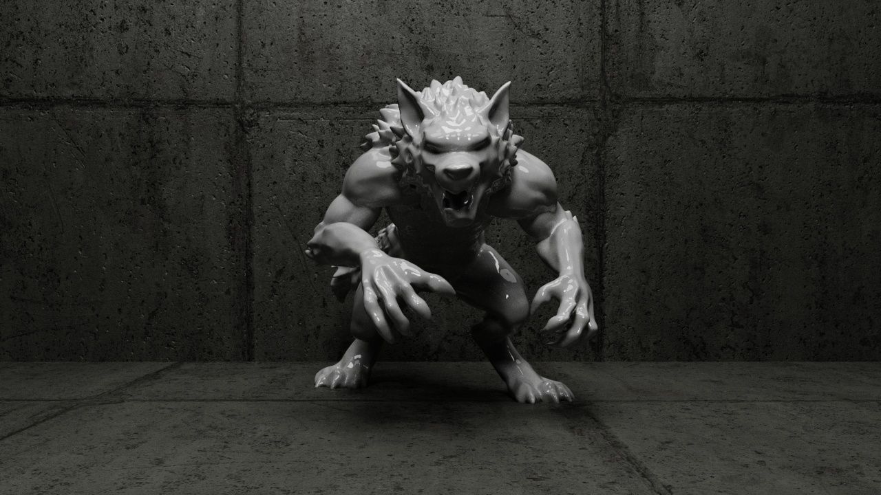 Werewolf Statue-4 3D print model_1