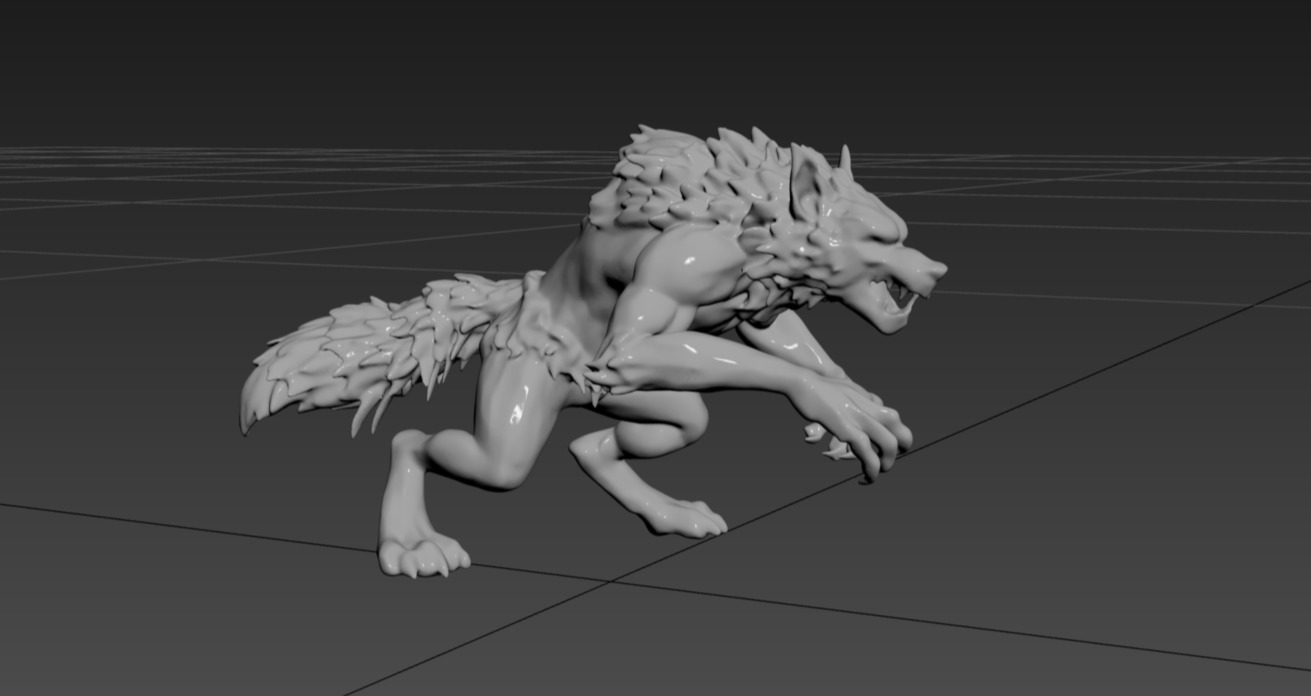 Werewolf Statue-4 3D print model_4