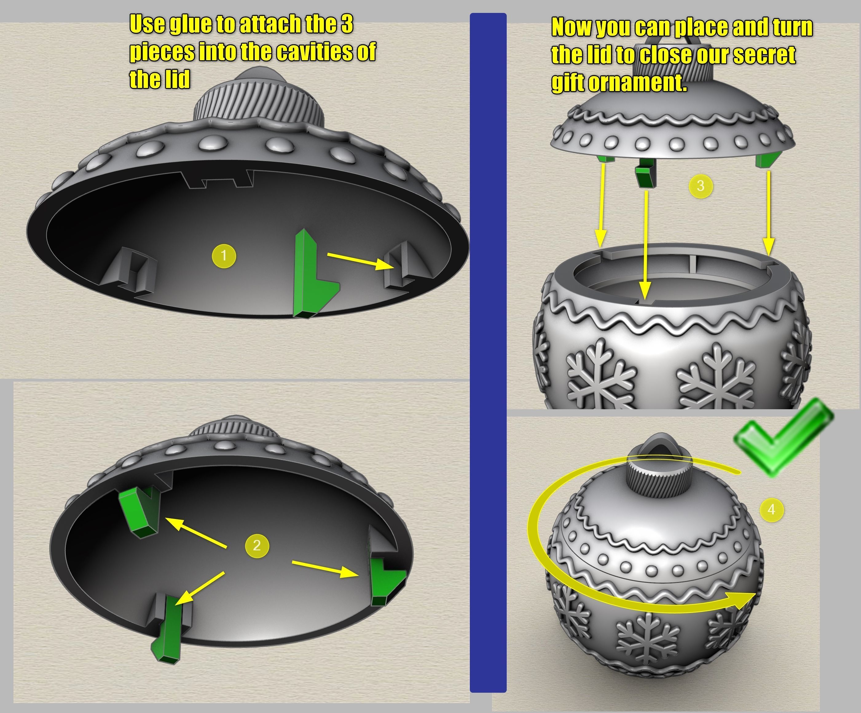  Crochet gift box - Christmas - 3MF multicolour - STL 3D print model_3