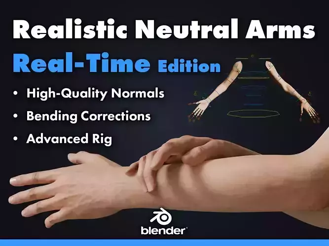 Realistic Neutral Arms - Real-Time Edition Low-poly 3D model