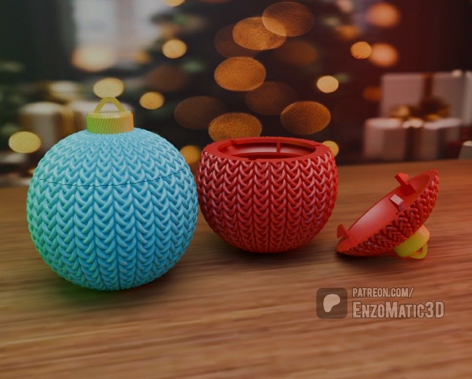Crochet Christmas tree ball ornament STL 3MF 3D print model_1